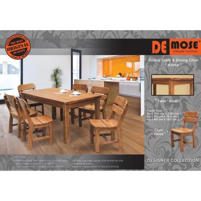 $+$+$+$+] Dinning Set Meja Makan Demose Kursi Kayu Minimalis Chic Demose Korea