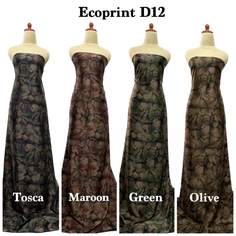 Murah Bahan Kain Armani Silk Brown Ecoprint Import / Armany Silk Abstrak / Kain Silk Meteran Gamis M