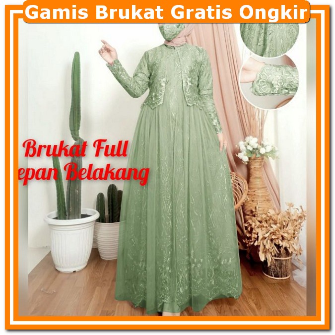 Gamis Brokat Terbaru Mewah Kekinian Elegant Gsmis Baju Pesta Wanita Muslim Mewah Party Dres Buju Lon