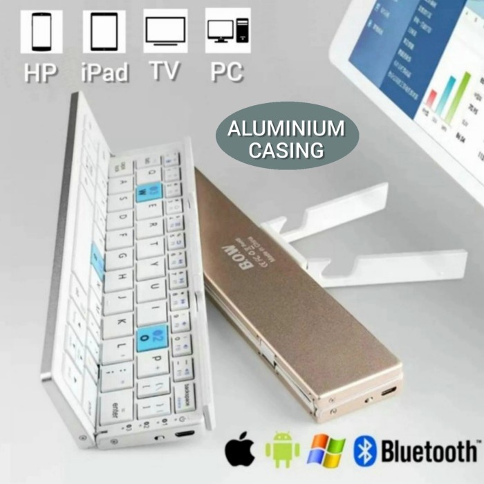 Keyboard Bluetooth Lipat Wireless Mini Foldable Keyboard HP/iPad/PC/TV