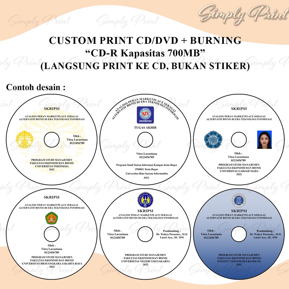 ✨12.12✨ CUSTOM PRINT CD/DVD + BURNING CD SKRIPSI ATAU TESIS 