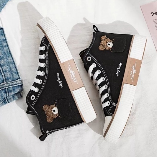 Di Borong yuk TERMURAH.. Sepatu Sneakers Kanvas Wanita Semi Boots Korean Syle Best Quality why Bear 