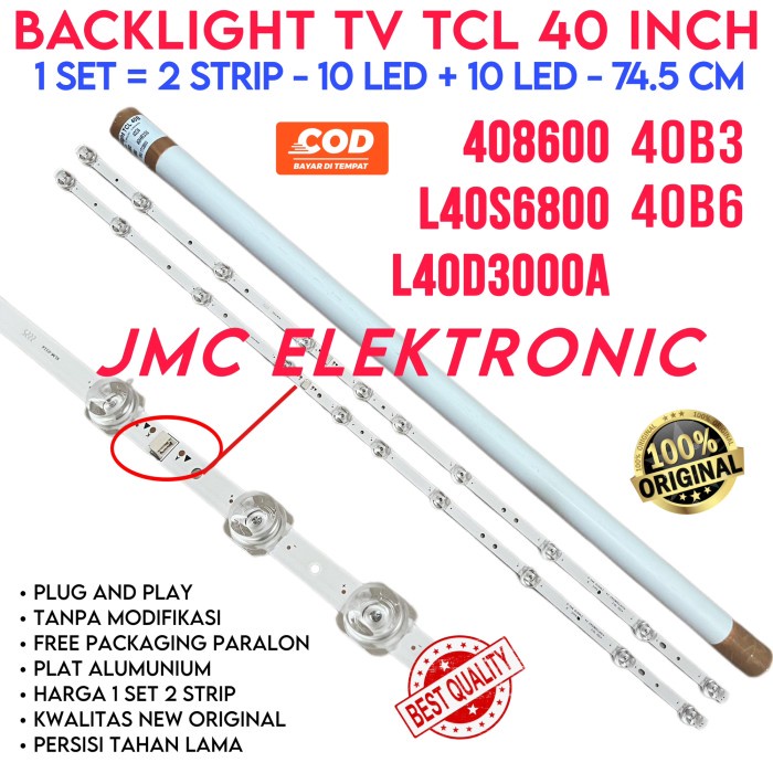 Backlight Tv Tcl L40D3000A L40S6800 40A3 40B3 408600 Lampu Led Bl 40In