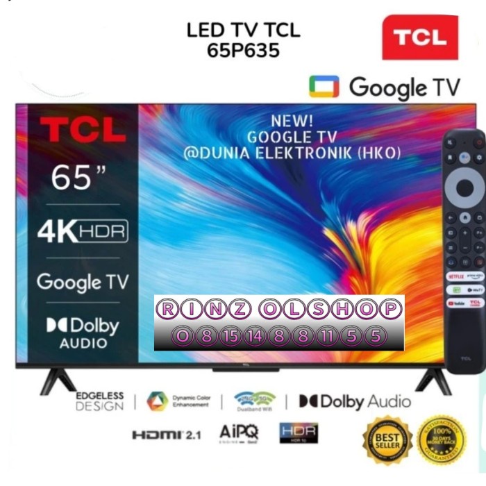 Led Tv Tcl 65P635 Google Android Smart Tv Uhd 4K 65 Inch