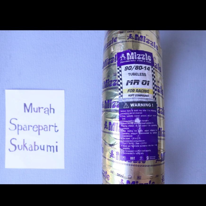 On Sale BAN MOTOR MATIC RACING SOFT COMPOUND MIZZLE MR01 MR 01 90/80 RING 14 TUBELES HARGA PER 1PC A