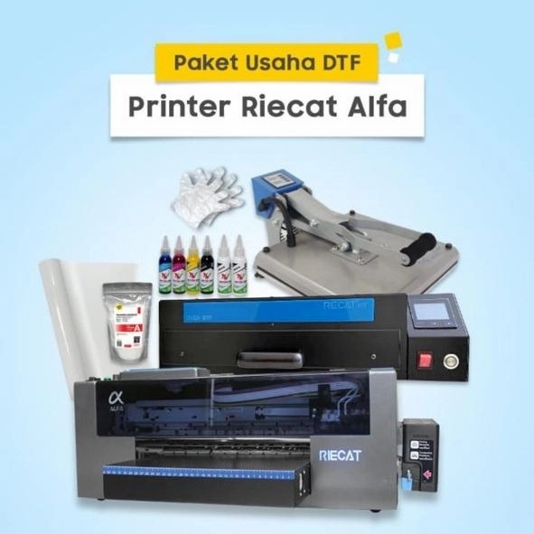 Paket Mesin Dtf Riecat Alfa + Oven + Mesin Press Mesin Cetak Kaos Printer Transfer Film