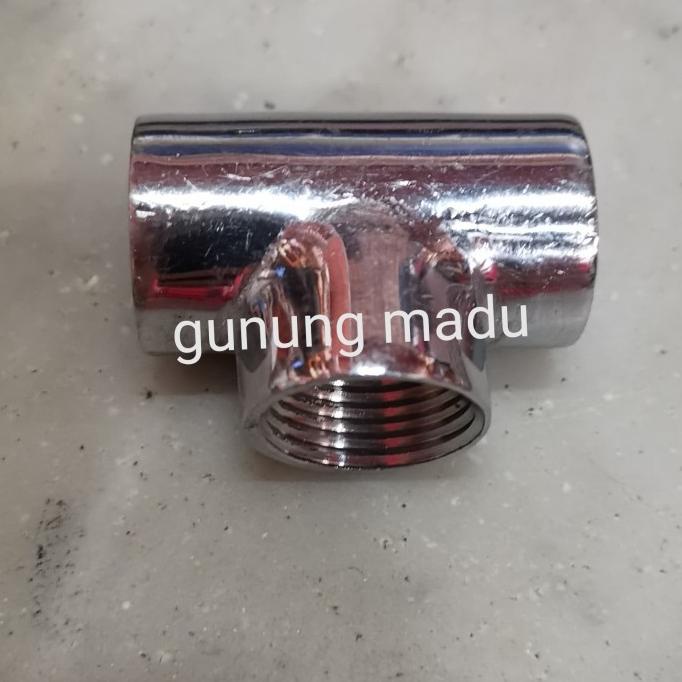 ] TEE BESI CHROME 1/2" DRAT DALAM/ T SAMBUNGAN