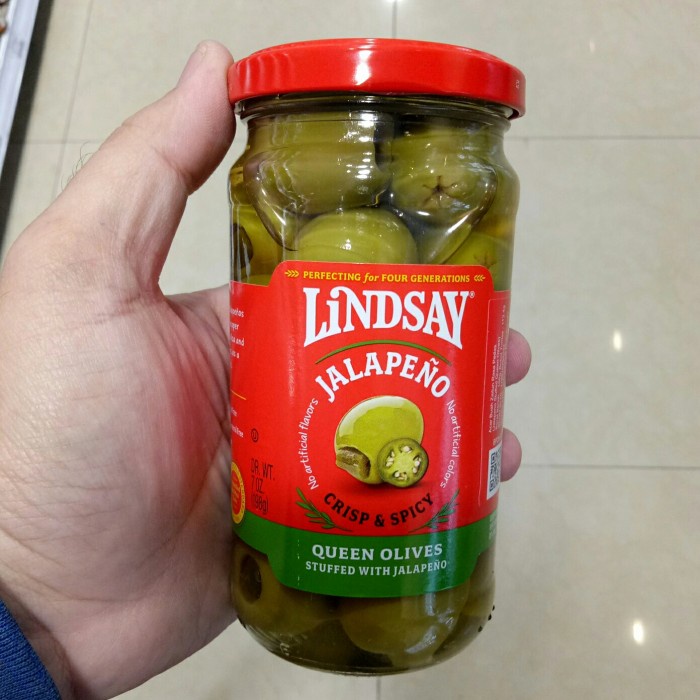 

LINDSAY QUEEN OLIVE STUFFED WITH JALAPENO 198GR CRISP & SPICY