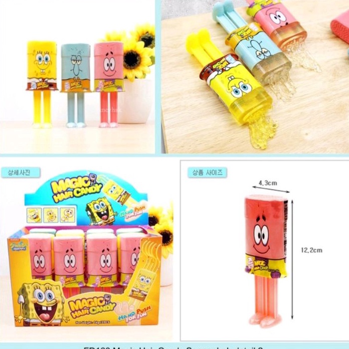 

[R㊛4 J) [1Pcs]Korean Magic Hair Candy Korea Viral Squidward Spongebob Candy Permen Viral Korea -baanyak diminati☀