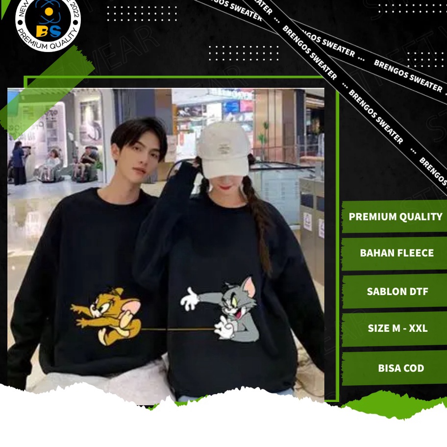 Diskon Baju Crewneck Couple Pasangan Pria Wanita Sweter Crewnek Coupel Pasang Kartun Tom And Jerry S