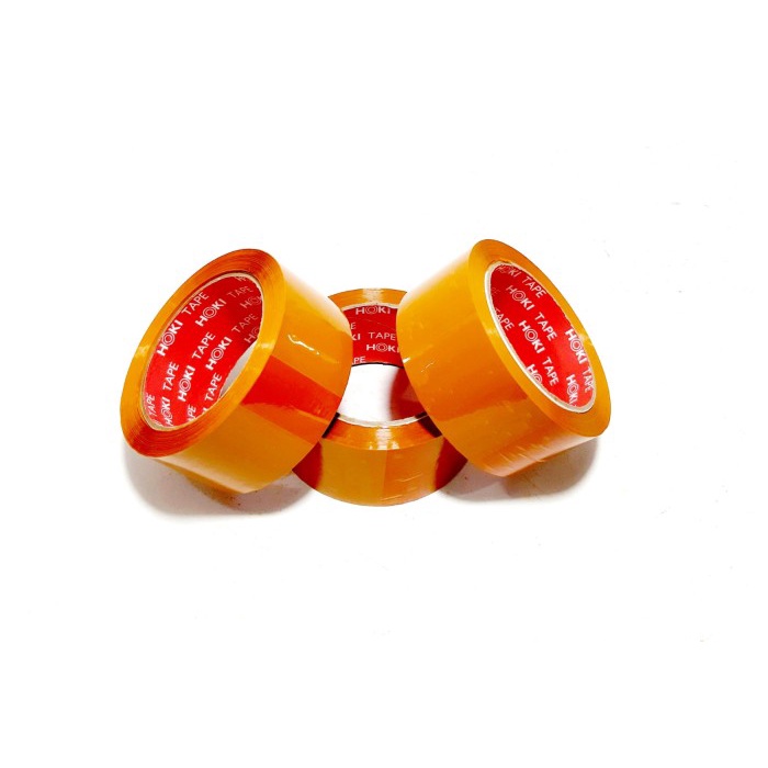 

Grosir (1 karton 72pcs) Lakban Tape Coklat dan Bening Hoki 2x45x100y