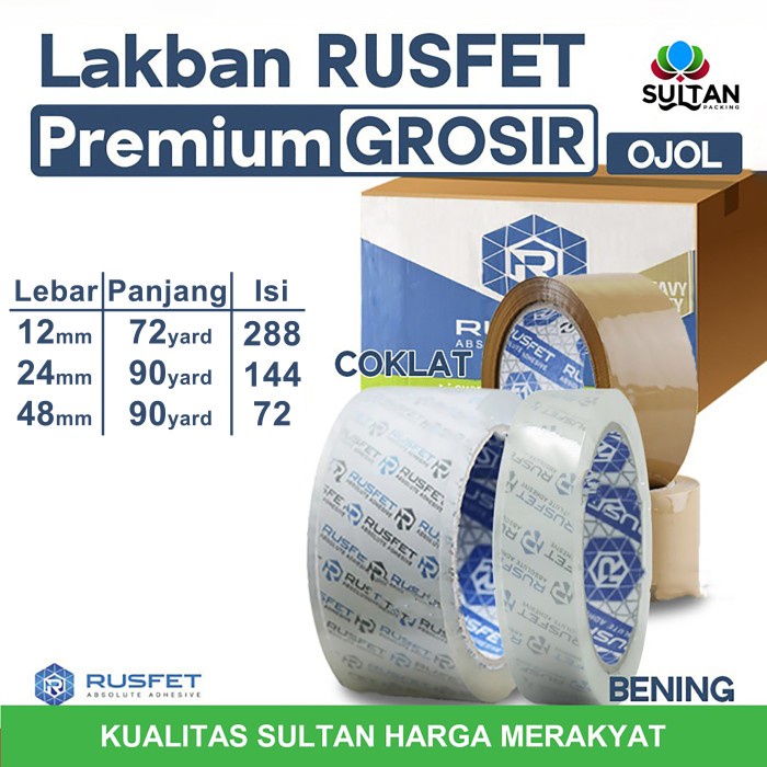 

Lakban Rusfet Premium Super Clear Grosir Termurah Per DUS OJOL