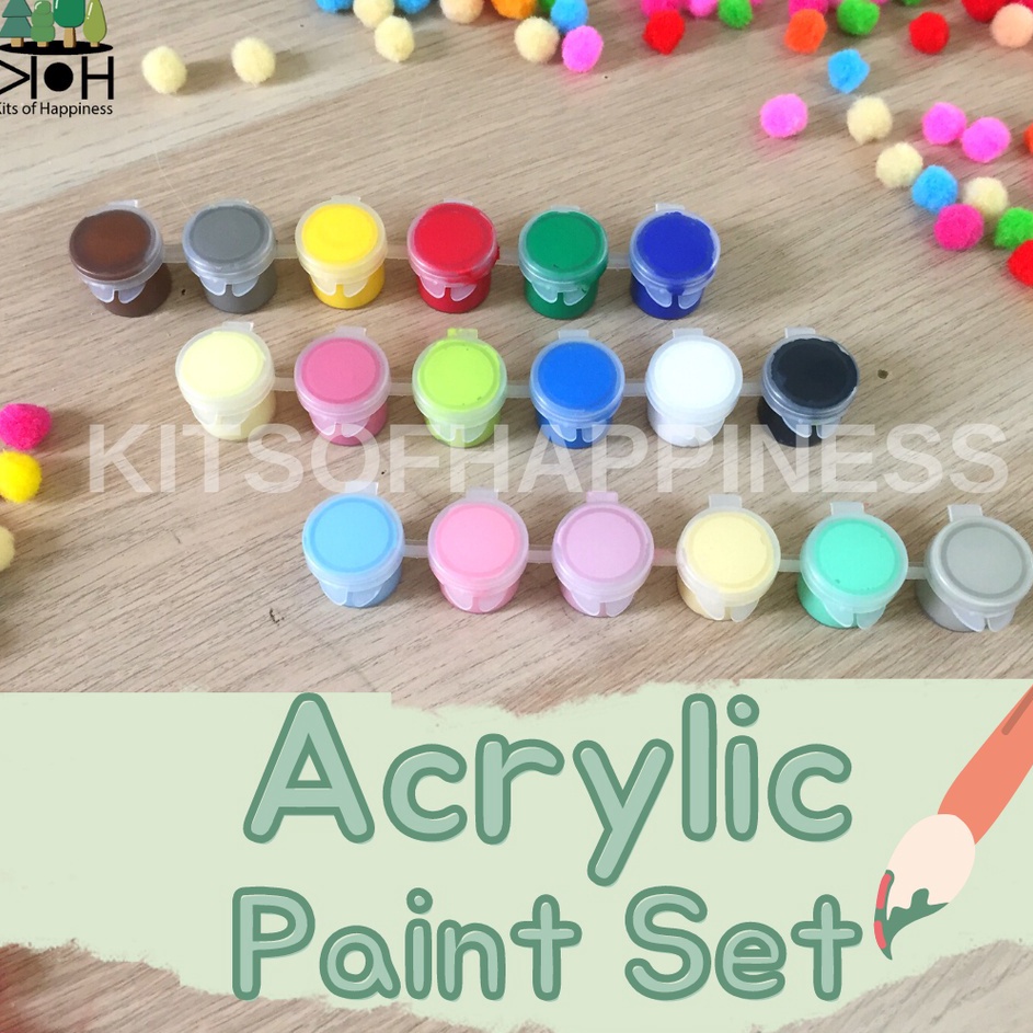 

↔✢❅ Set 5 ml Acrylic paint set cat lukis anak akrilik warna pastel goodiebag hampers Ready