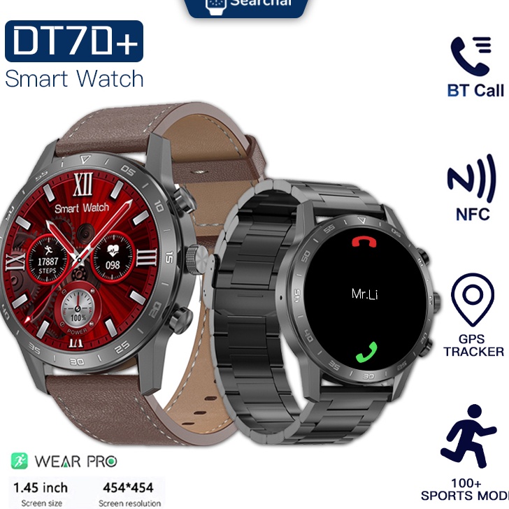 ➦➮✶✺ DT NO.1 DT70+ Plus ✅original 1.45inch (NFC+GPS) 100+ sports modes Bluetooth Call Smartwatch Men