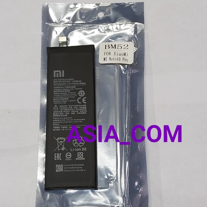 Baterai Xiaomi Mi Note 10pro Original BM52 Mi Note 10 pro