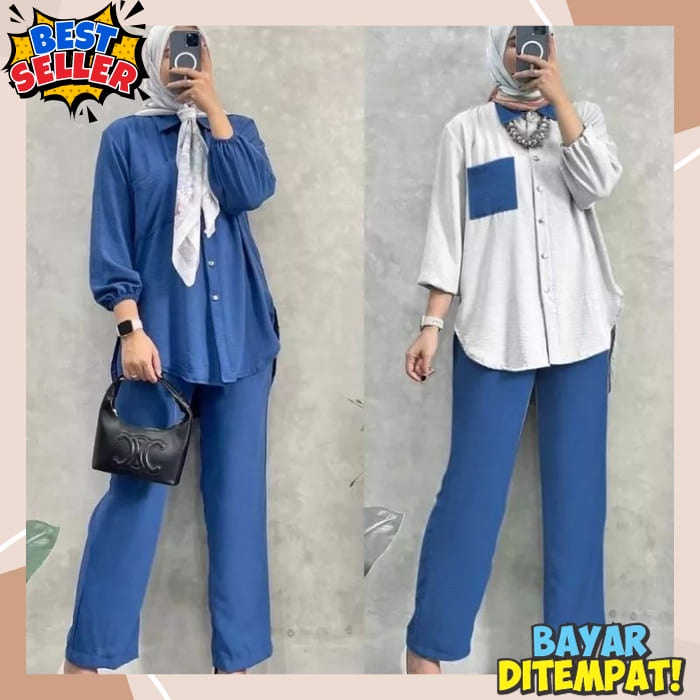 1 Set Remaja Korean Style Satu Stel Ootd Stelan Bju Wsnita Outfit Korea Kece Bsju Clna Prempuan Dwsa