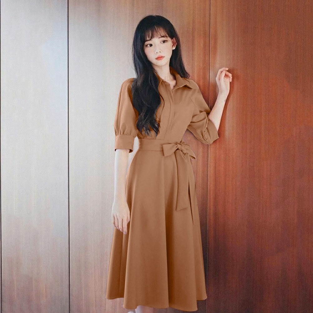 Dress Wanita Terbaru 2023 Korean Style Viral Kondangan Elegan Baju Muslim Brokat Keluarga Couple Bor