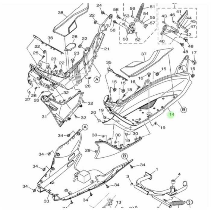 Footrest Pijakan Kaki Kiri Nmax B6H-F7481-00 Yamaha Genuine Parts