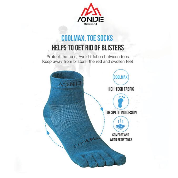 Aonijie E4109S Running Toe Socks - Kaos kaki Jari Lari Sepeda - BLACK