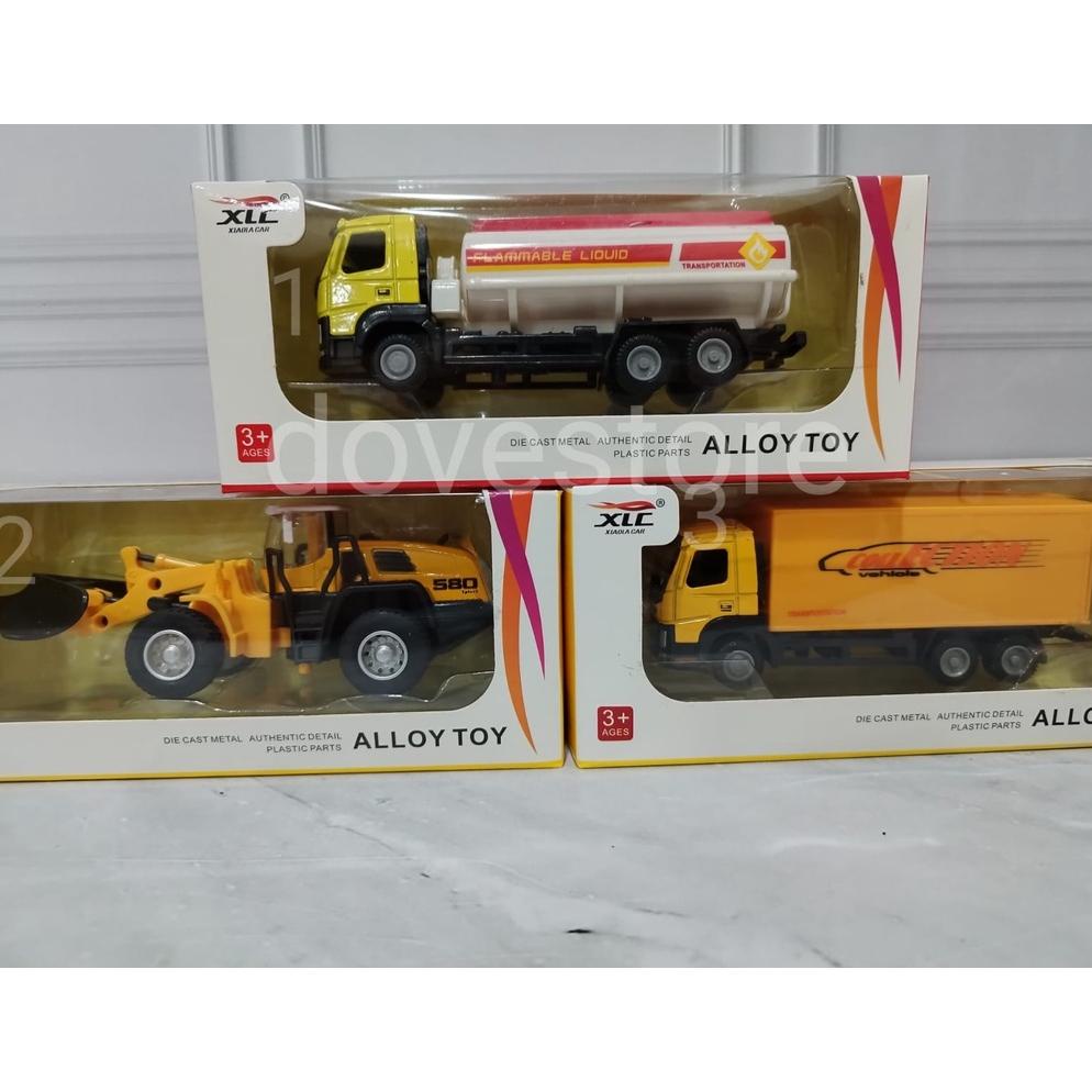 [Ttt] Mainan Diecast Miniatur Mobil Truk Besi Semen Excavator Konstruksi Viral