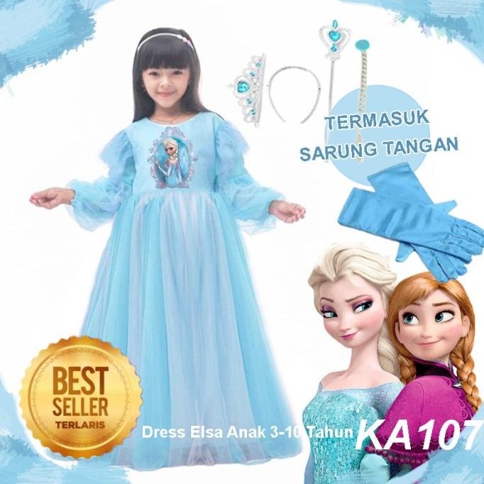 Sale Now Gaun Baju Dress Frozen Anak 4 5 Tahun + 4In1 Elsa Set Import Terlaris Berkualitas