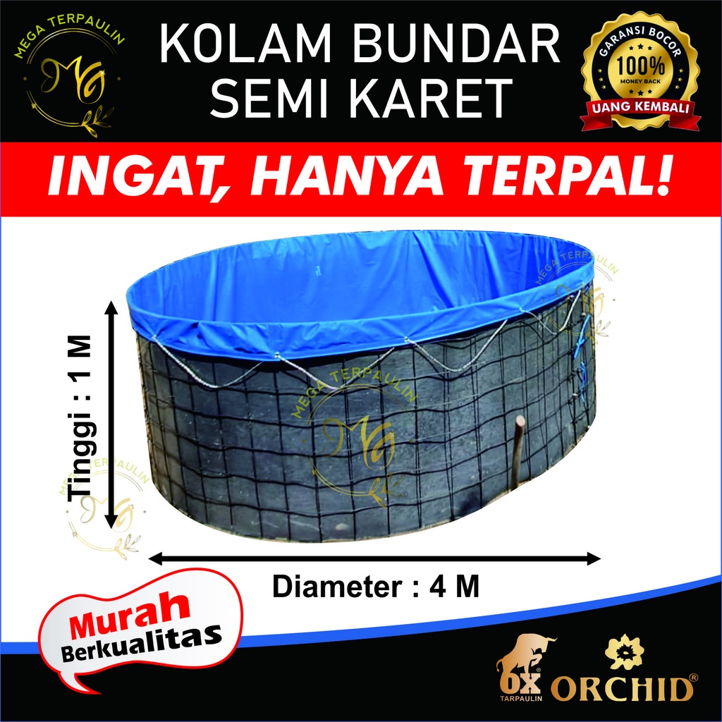 KOLAM TERPAL BULAT D4 x T1 ORCHID SEMI KARET BERGARANSI MURAH | TERPAL KOLAM IKAN | KOLAM LELE