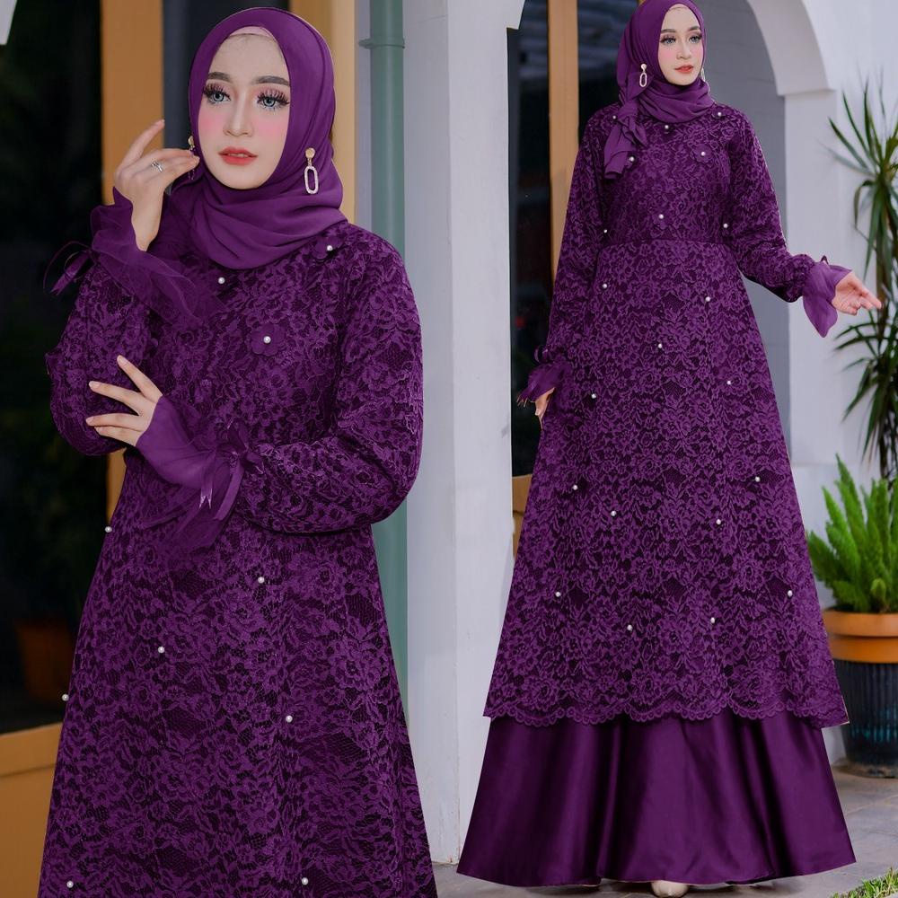 New Produk Bellona Baju Gamis Full Brukat Gamis Remaja Dewasa Gamis Brukat Premium/Ukuran S-M , L , 