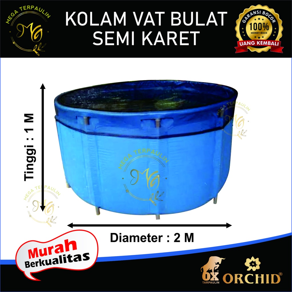 KOLAM BULAT IKAN KOI VAT D2 x T1 SEMI KARET MURAH PRAKTIS BERGARANSI