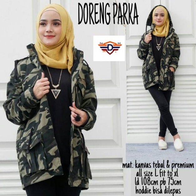 hzjh -36 Jaket Wanita Army Wanita Parka Doreng HIGH QUALITY COD Jaket Army Parka loreng Tebal Berkua