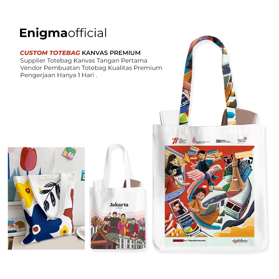 Star 9.9 Custom Totebag Kanvas Premium Custom Souvenir Vendor Totebag Kanvas Tangan Pertama