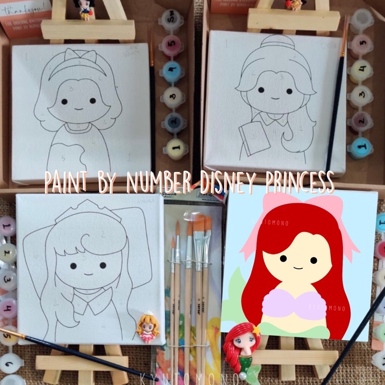 

➫➻❀✺ Paint By Number Disney Princess Edition Ariel Belle Aurora Snow White Rapunzel Paint by Number Kit Canvas Melukis