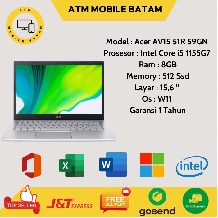 Laptop Acer AV15 51R 59GN I5 1165G7 8/512GB W11 15,6"