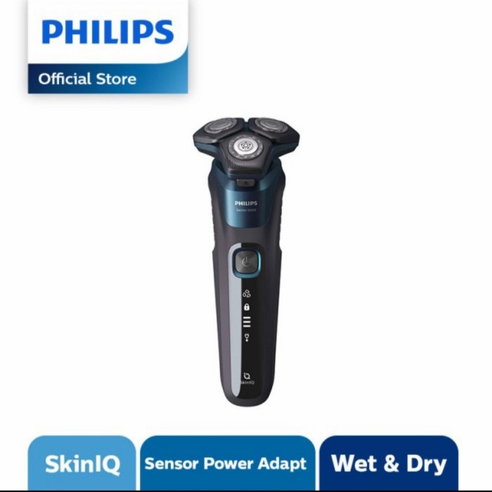 Philips S5579/60 Alat Cukur Listrik 5000 Series - Hitam dan Biru, Baterai Lithium-Ion
