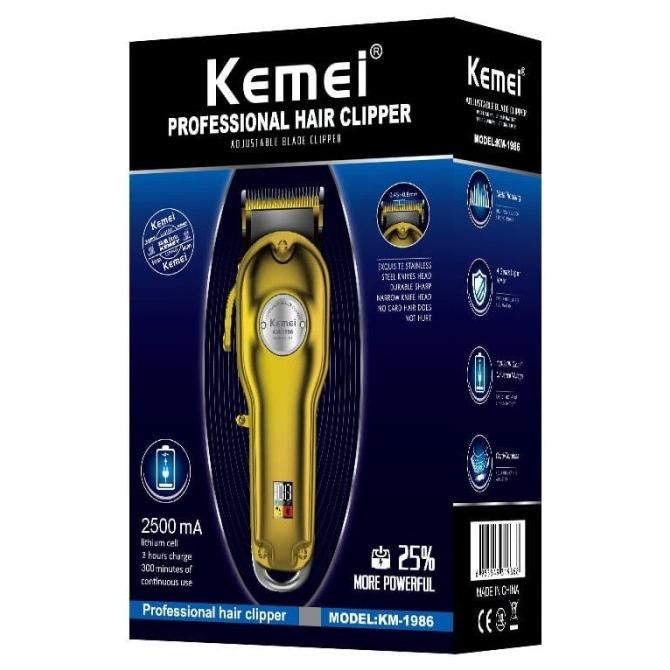 Alat Cukur Kemei KM-1986 Hair Clipper Cordless Professional - GOLD
