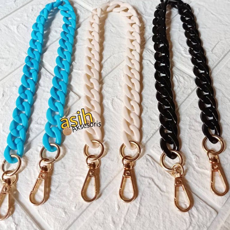 Original Tali tas rantai plastik gepeng akrilik ( free ring D 1,5cm ) grosir