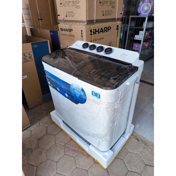 mesin cuci 2 tabung 9 kg transparan/mesin cuci Midea MT100W90