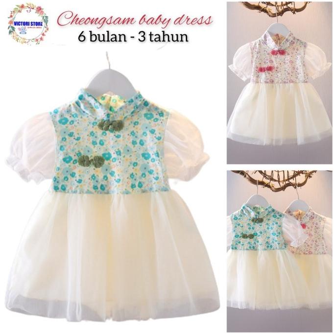 Terlaris Dress Cheongsam Bayi Qiqi Gaun Chinese Imlek Bayi Perempuan Import Limited Edition