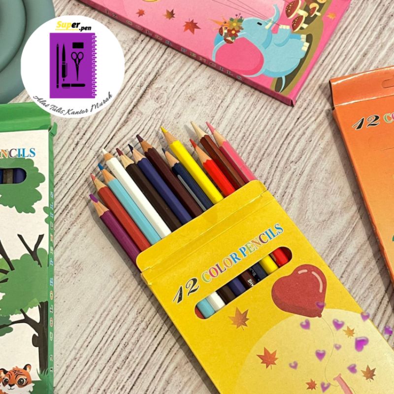 

pensil mewarnai 1 SET (isi 12pcs) panjang 16 cm perlengkapan memggambar alat tulis kantor dan sekolah super murah kado unik stationery COD