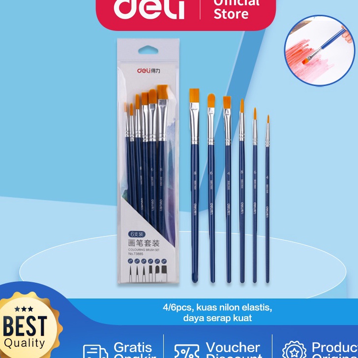 

Super Promo Deli set kuas warna biru (4/6pcs /pack) kombinasi bentuk kuas untuk memenuhi kebutuhan melukis 738X0 Kirim Langsung