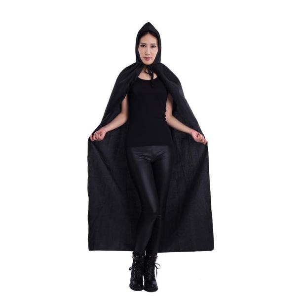 Jubah Hitam Polos Plus Hoodie Kostum Halloween Pria Dan Wanita