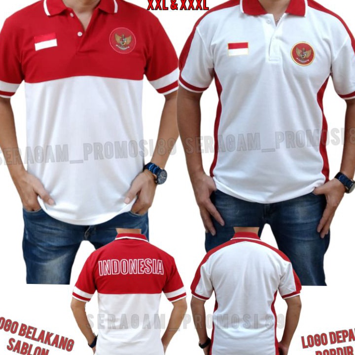 Seller Kaos kerah merah putih INDONESIA / Kaos kerah 17 agustus INDONESIA /