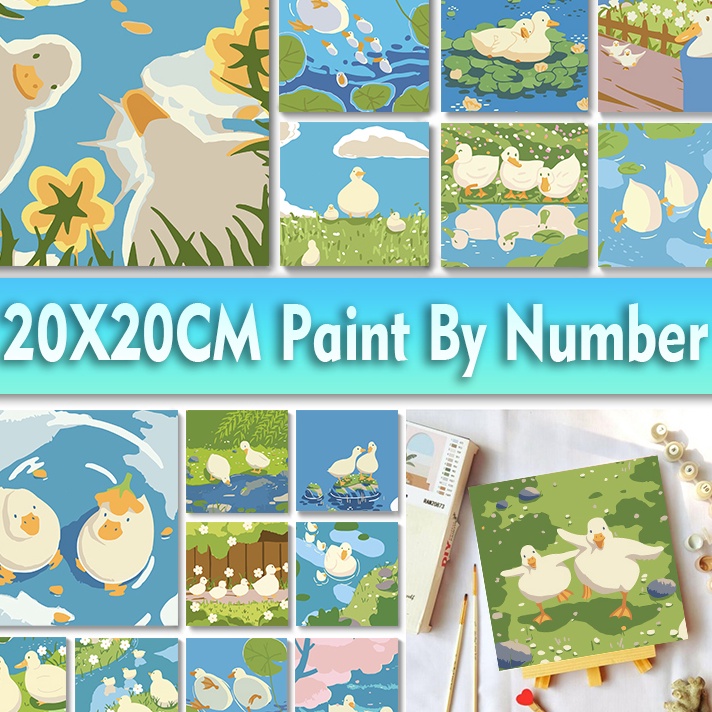 

Laris Paint By Number 20x20cm DIY Paint Kit with Frame Digital Painting Duck Series