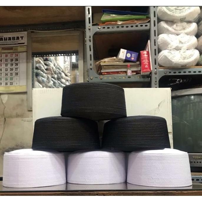 Kualitas terbaik] Grosir - Peci Kopiah Kalbut Putih /Batok Haji/ Peci Putih Sahara