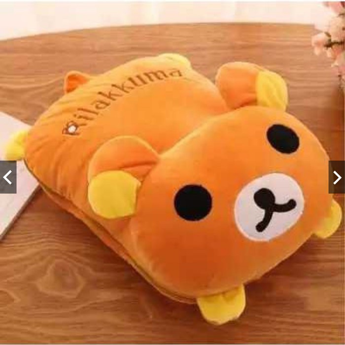 selimut Selimut Bantal Balmut Bantal Selimut bahan halus motif kartun anak - RILLAKUMA BROWN(Q0U6) s
