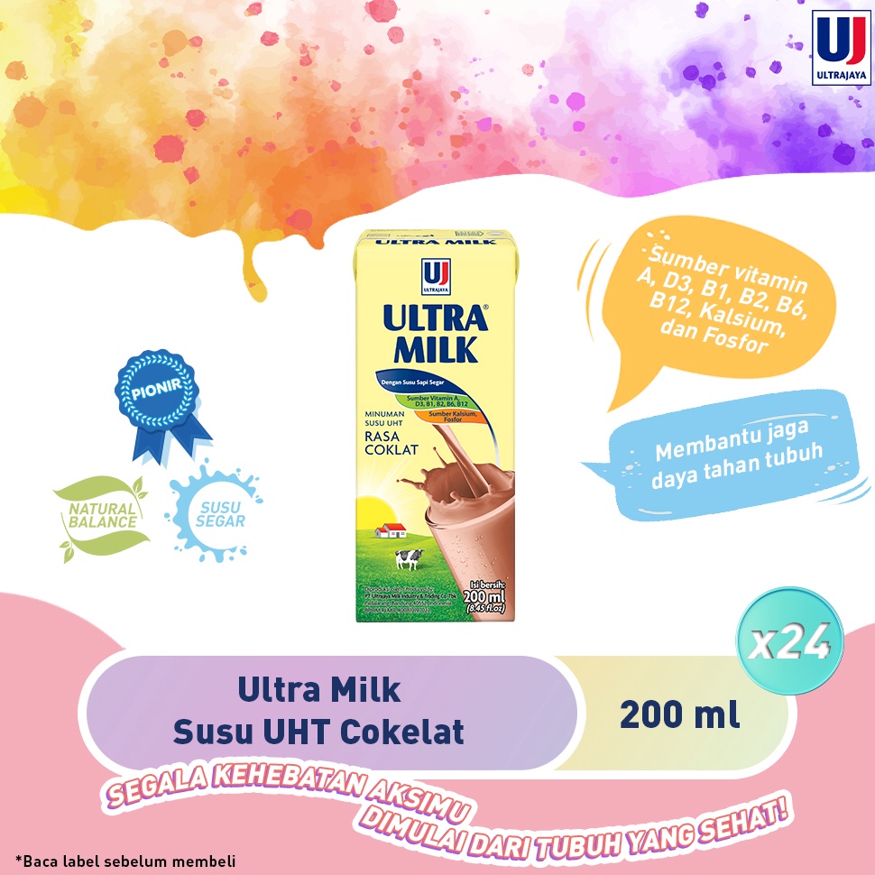 

BARANG TERUPDATE Ultra Milk Susu UHT Cokelat 200ml [Paket isi 24pcs]