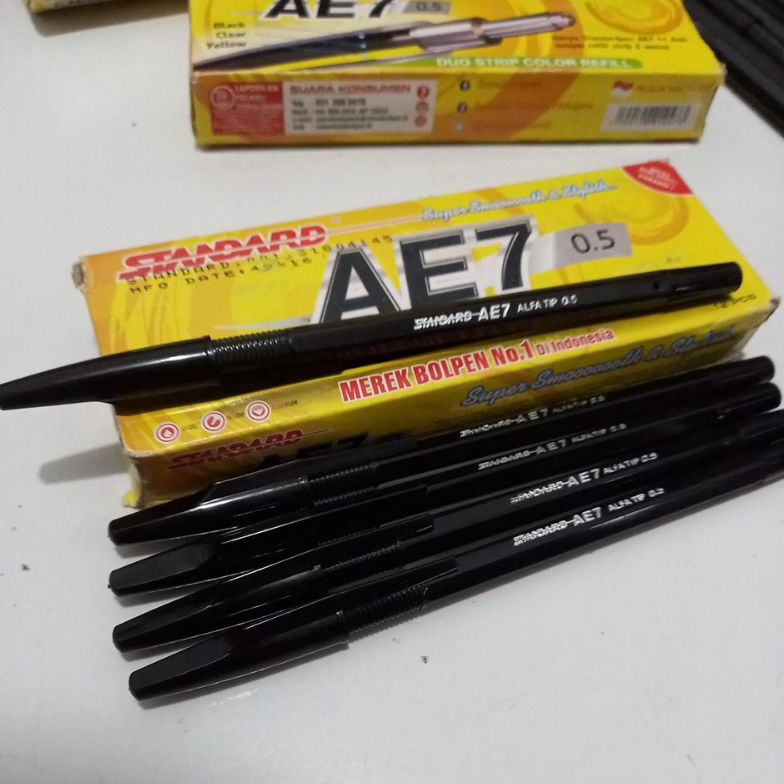 

12.12 HARGA GROSIR Pulpen Ballpoint Bollpen Pen Standart AE7 Hitam Isi 12pcs