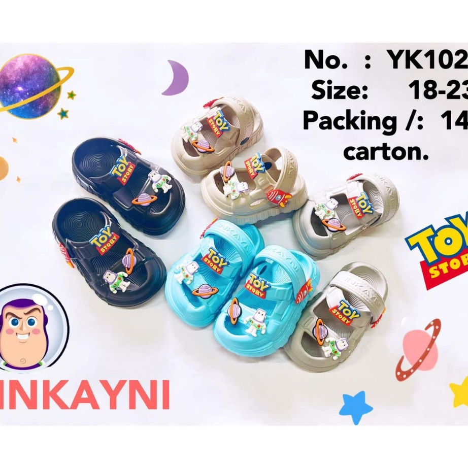 ✾✱ YK1028 Sandal Anak Laki-Laki Tali Belakang Sandal Selop Jibbitz Anak Cowok Merek Inkayni Ukuran 1