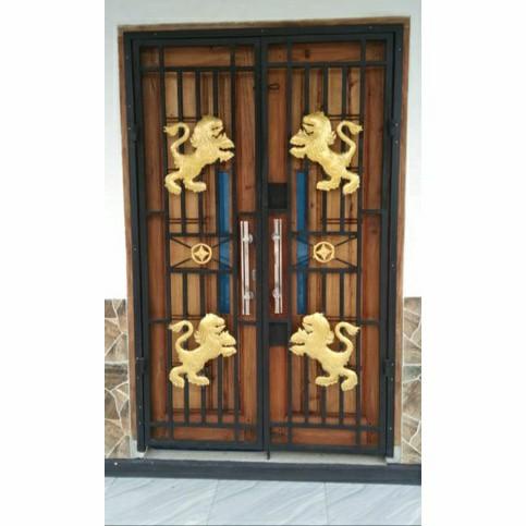 ornamen pagar besi asesoris singa pelat besi ukuran 34x38cm Best Seller