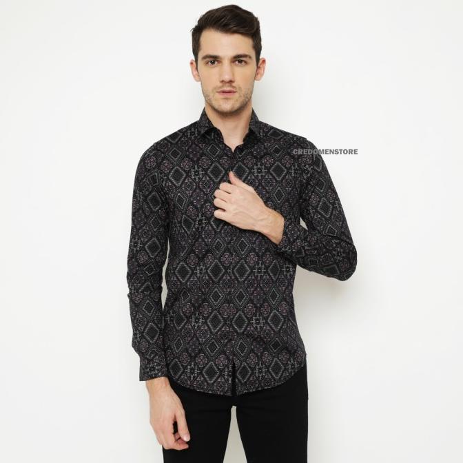 Kemeja Batik Songket Pria Lengan Panjang / Baju Batik Cowo Formal