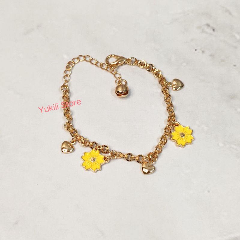 Gelang Titanium Korea Bunga Kuning